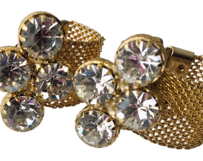 Clear Rhinestone Cufflinks, Wrap Cufflinks, Cool 70s 80s Glam Rockstar Cufflinks, Retro Fashion Cuff Links, Classic Gatsby Groom Prom Event