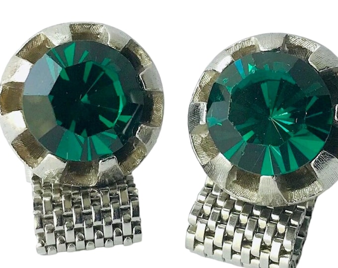 Classic Vintage, Old Hollywood Modern Cufflinks, Royal Green and Silvertone, For a Red  Carpet Moment