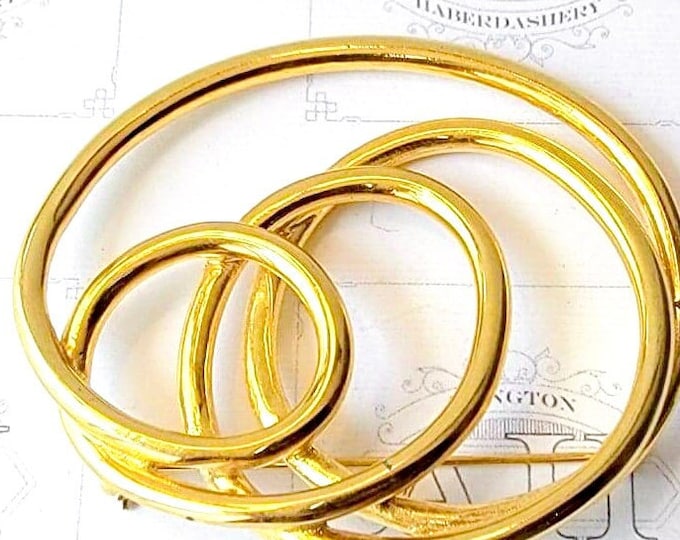 Vintage Gold-Tone Abstract Brooch: Retro Scarf Pin, 1960s-80s