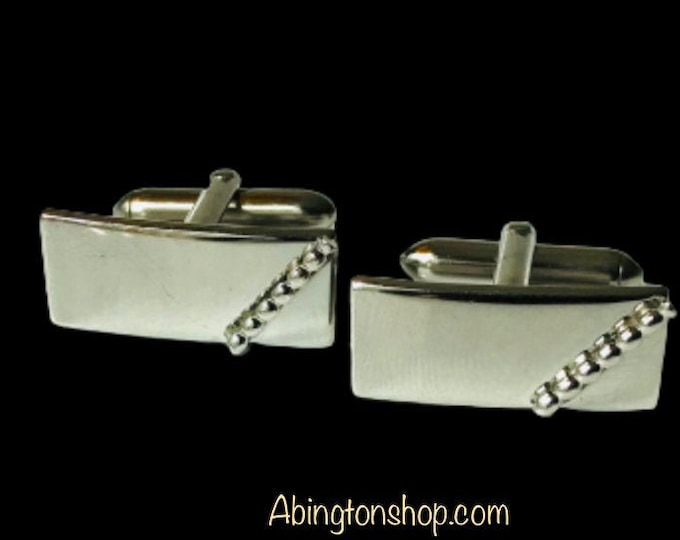 Silver tone Minimalist Mid Century Modern Elegant Vintage Cufflinks