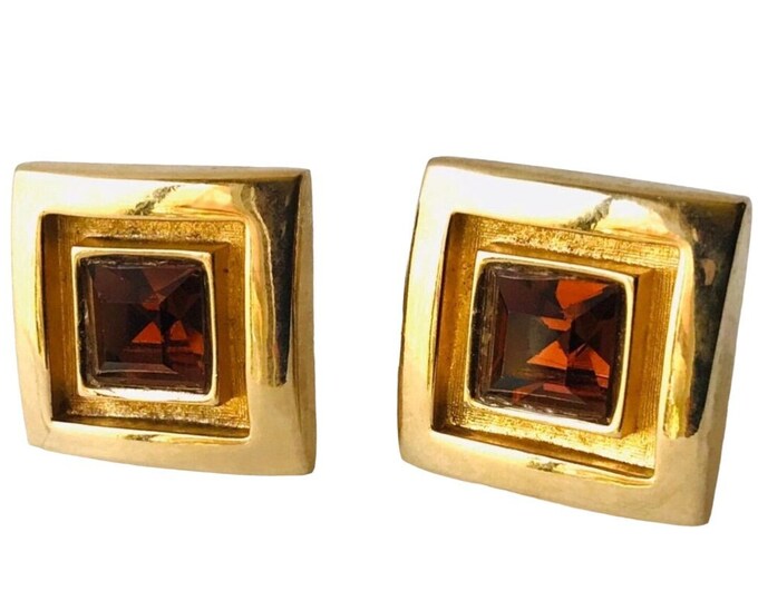 Swank Vintage Classic Cufflinks,  Jeweled Cufflinks, Retro Old World, Mid Century Goldtone Squares, Groom Gift, New Years Swag, Mens Fashion