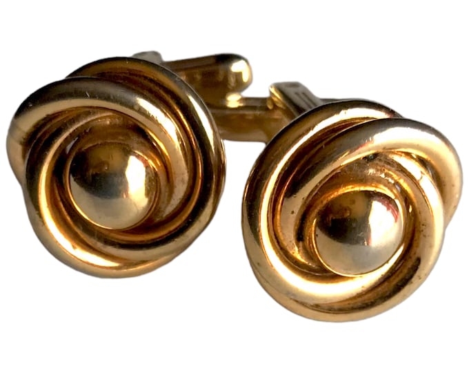 Forever 4EVR Knot Gold Tone Cufflinks, Vintage Cufflinks, Sign of Eternal LOVE for your Valentine Groom, Retro Prom Wear Cufflinks