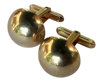 Classic Standards Vintage Goldtone Domed Round Cufflinks, Mid Century Faded Glory Retro Cuff Links, Preppy Prom, Dapper Groom Cufflinks Gift