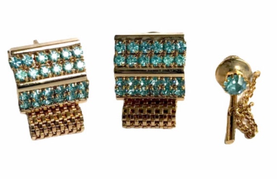 Gorgeous Vintage Cufflink Tie Pin Set Royal Court… - image 2