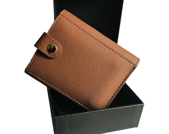 Handsome Brown Wallet, AIUWO Men's Trifold Durable Wallet, ID Window Large Capacity, Wallet With Gift Box, Carbon Leather, Smart Mens Gift