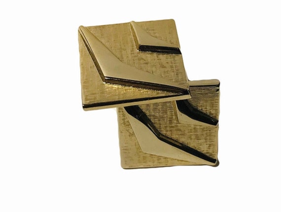 Gold Tone Mid Century Cufflinks Wing Design Retro… - image 1