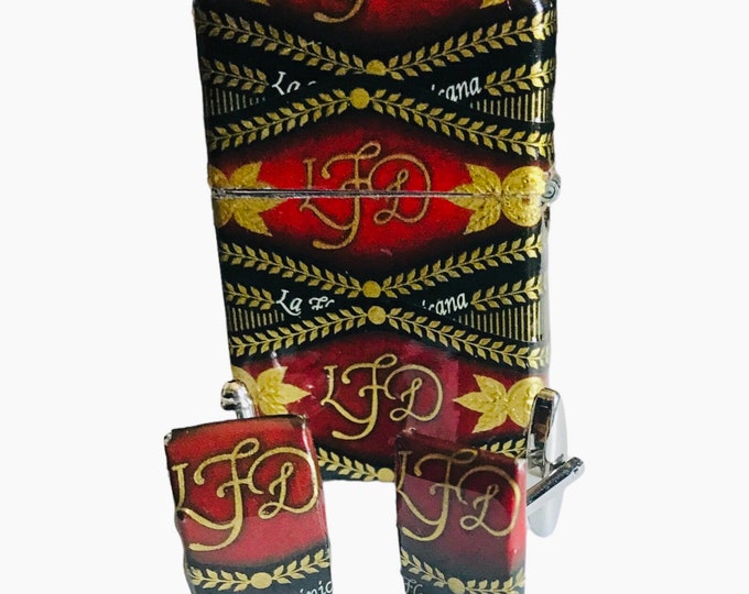 Torch Lighter Cufflink Set, La Flor Dominicana Premium Cigar Label Design, Manly Gift Idea, Vintage Classic Design