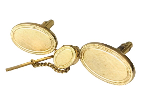 Mid Century Classic Vintage Cufflinks and Tie Pin… - image 1