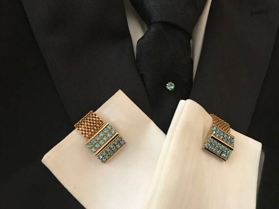 Gorgeous Vintage Cufflink Tie Pin Set Royal Court… - image 7