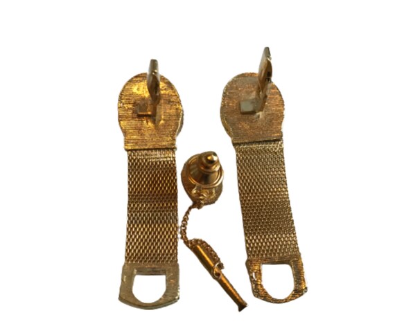 Vintage Goldtone Cufflink Tie Pin Set: Black Glas… - image 3