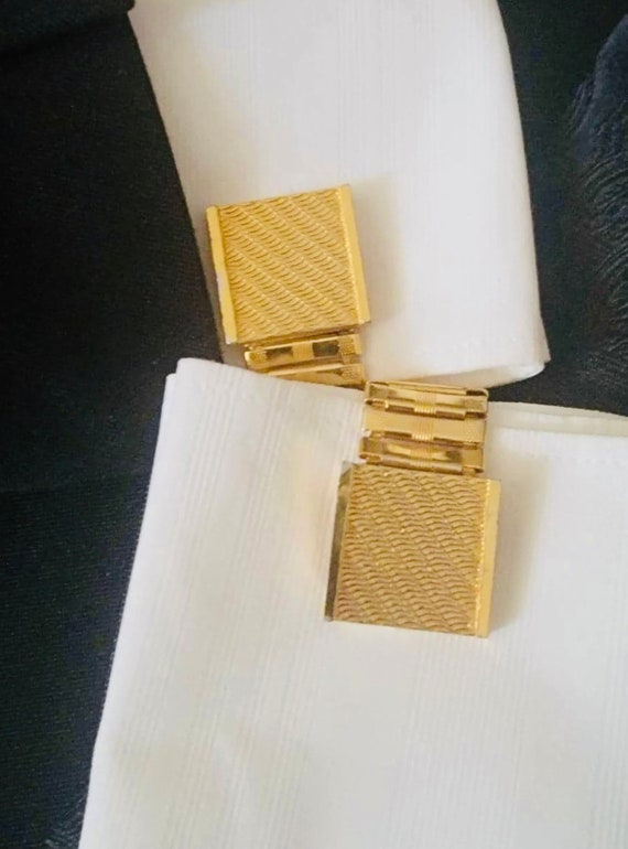 Goldtone Square Cufflinks, Retro Wrap Cufflinks, … - image 9