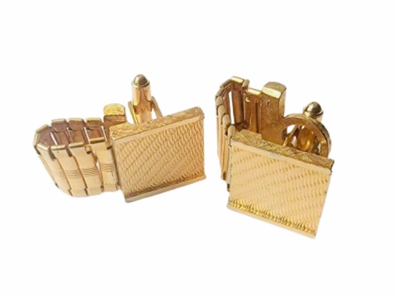 Goldtone Square Cufflinks, Retro Wrap Cufflinks, … - image 2