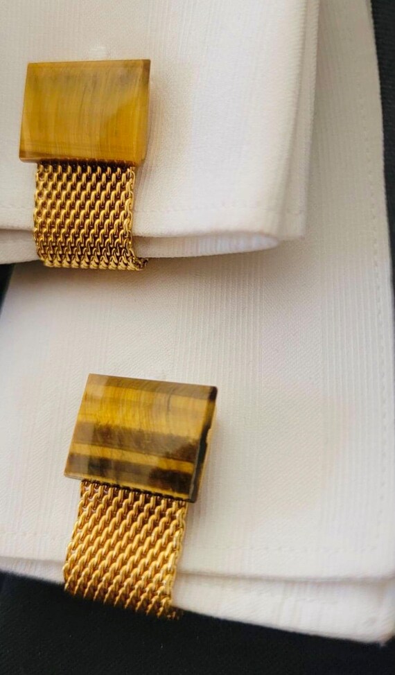 Delicious Tiger’s Eye Retro Cufflinks, Rectangula… - image 8