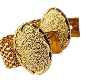 Bright Gold-tone Modern Mid Century Cufflinks, Classic Style, Formal Look