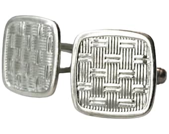 Retro SilverTone Geometric Grid Cufflinks, Classic Mid Century Modern,  Silver-tone Cuff Links, Fantastic Surprise Gift of Love
