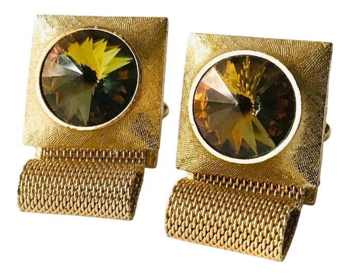 Mens Retro Fashion Cufflinks, Gold-tone Classy Mod Vintage Cuff Links, For The Good Fellow