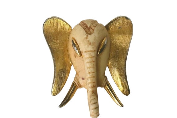 Razza Elephant Good Luck Brooch Gold-tone setting… - image 6