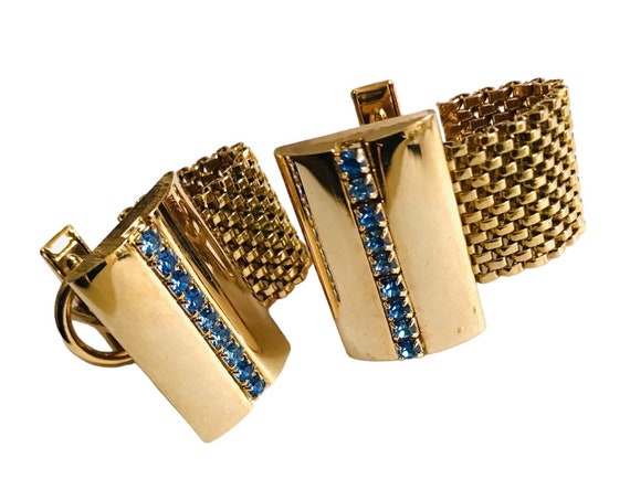 Midcentury Modern, Gold-tone Rectangular Wrap Cuf… - image 1