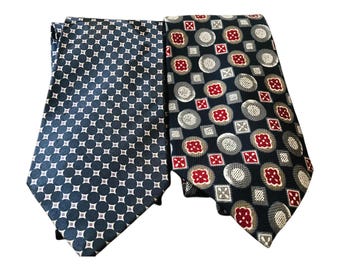 Vintage Silk Neckties, From the Fine Italian Design House Givenchy, Givenchy Monsieur Classic Pattern Ties with Shades of Blue Gray Maroon,