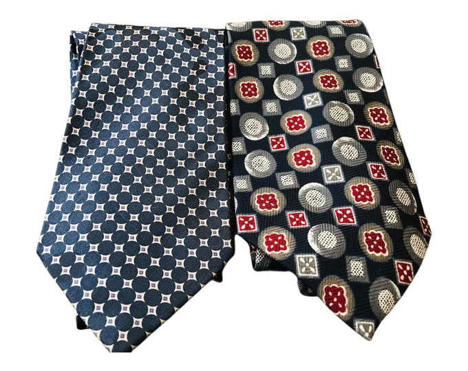 Vintage Silk Neckties, From the Fine Italian Design House Givenchy, Givenchy Monsieur Classic Pattern Ties with Shades of Blue Gray Maroon,