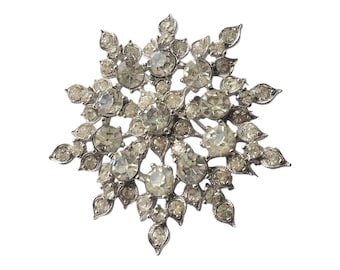 Bogoff Rhinestone Vintage Glam Brooch Snowflake Pin Accent Jewelry Thoughtful  Retro Gift