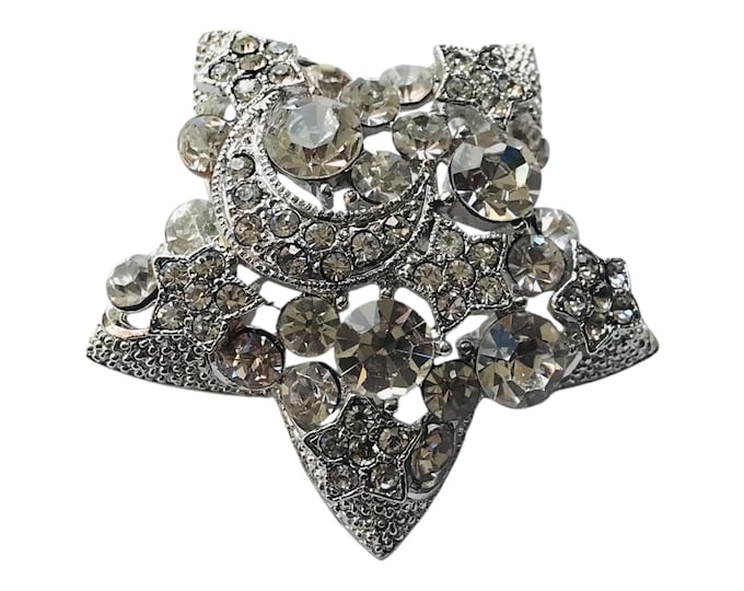 Rock Star Pin Brooch, Vintage 1980s Bling Great Lapel Pin or Brooch, Hat Embellishment, Great Gift