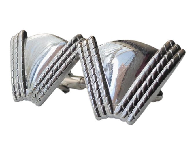 Mid Century Modern Silvertone Vintage Cufflinks by Anson