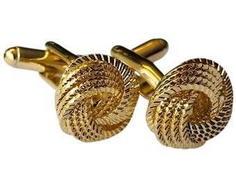Vintage Inspired Cufflinks, Classic Forever Knot Design, Goldtone Retro Style Cuff Links, New Never Worn, Groom Wedding Accent, Gift for Him