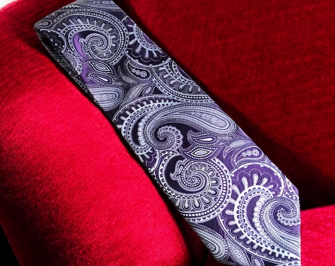 Purple Paisley Necktie, Donald J Trump Brand, Menswear Formalwear, Silk Tie, Finely Made