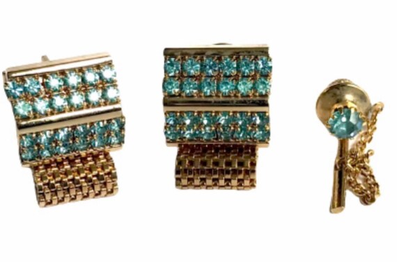 Gorgeous Vintage Cufflink Tie Pin Set Royal Court… - image 9