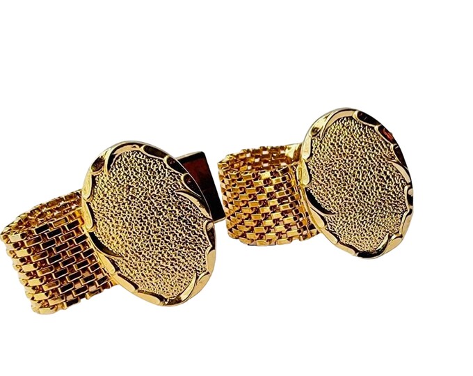 Bright Gold-tone Modern Mid Century Cufflinks, Classic Style, Formal Look