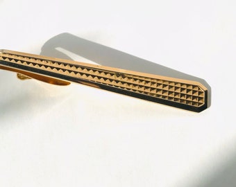 Vintage Tie Clip Gold Tone with Classic Mid Century Design Mens Formal Accessory