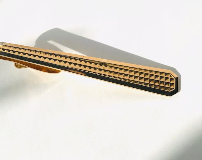 Vintage Tie Clip Gold Tone with Classic Mid Century Design Mens Formal Accessory