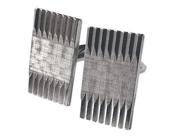 Vintage Retro Swing Fashion Silver-tone Cufflinks Mid Century Modern Minimalist