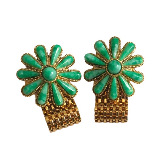 Floral Vintage Cufflinks, Groovy Green Happy Flow… - image 8