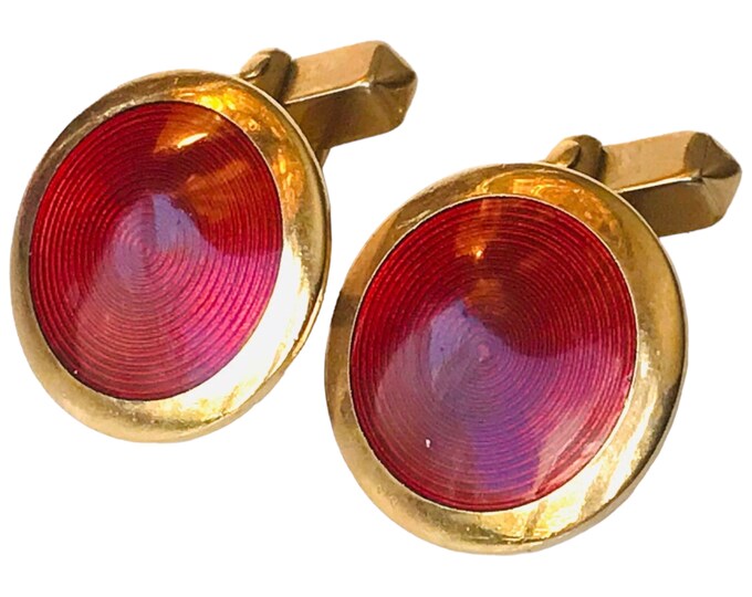 Vintage Retro Cufflinks Mid Century Swank Red and Gold Classy Gift