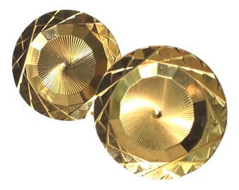 Bright Gold-Tone Etched Cuff Links, Glimmering Round Mid Century Classic Design Cufflinks, Best Traditional Groom Wedding Formalwear