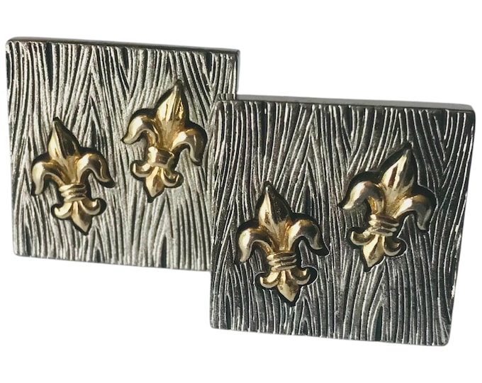 Vintage Fleur De Lis Cufflinks: Gold-Tone French Nobility Symbol