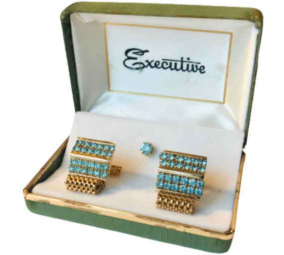 Gorgeous Vintage Cufflink Tie Pin Set Royal Court… - image 1