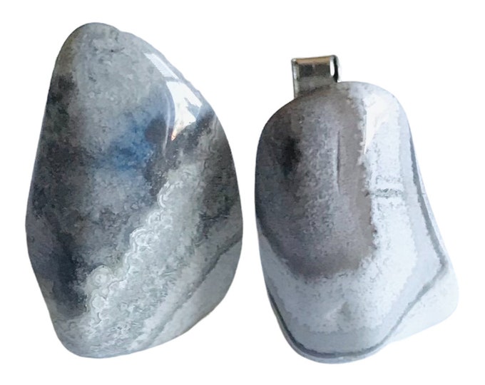 Gray White Vintage Cuff Links, Handsome Natural Agate Stone in Silver Tone, Fantastic Groom Gift, Layers of Gray Retro Cufflinks