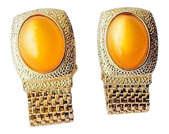 1970s Retro Groovy Cufflinks, Swank Gold-tone Wrap Chain, Tuxedo Accessory