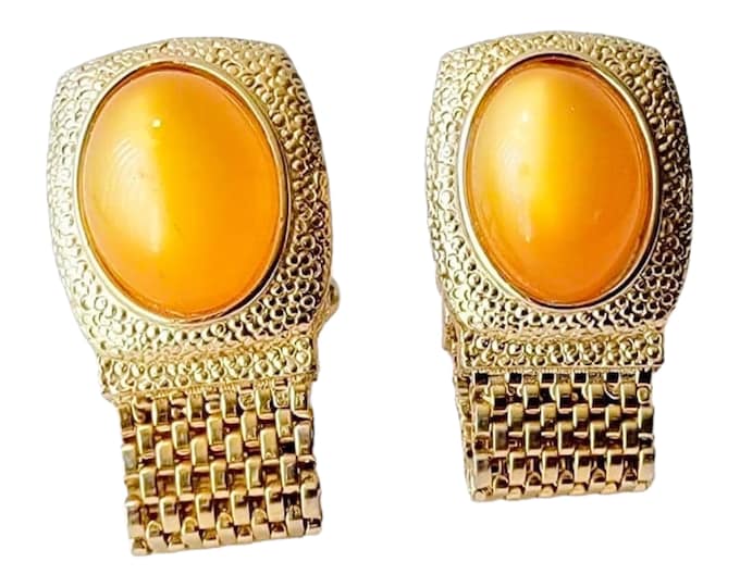 1970s Retro Groovy Cufflinks, Swank Gold-tone Wrap Chain, Tuxedo Accessory