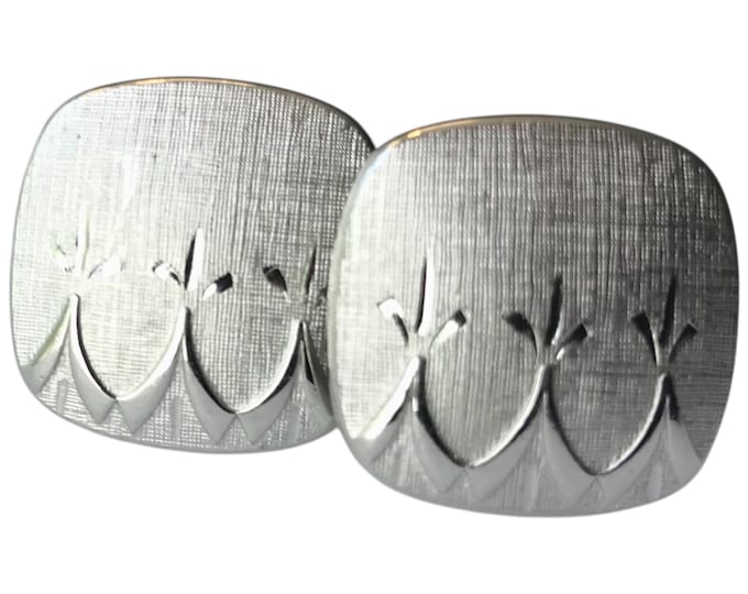 Cuff Links: Silver-tone Mid Century, Special Event Swag, Square Classic Vintage Cufflinks