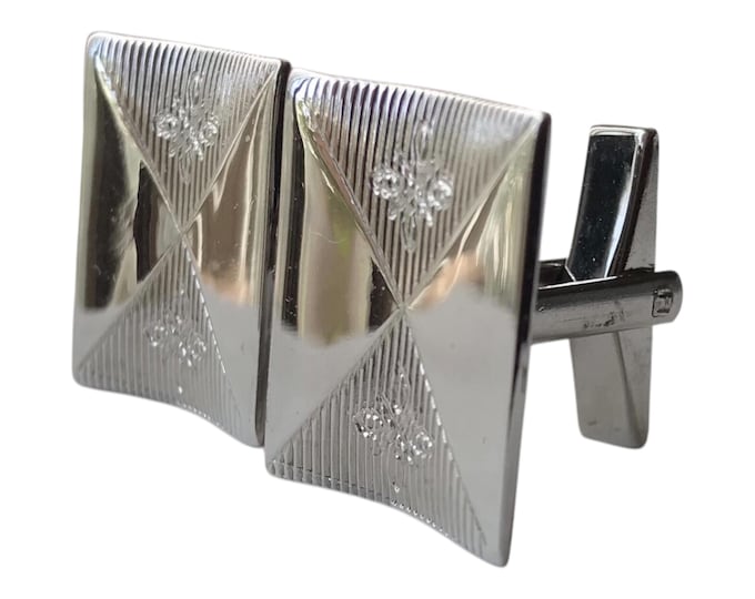 Classic Silver-tone Mid Century Grown Man Cuff Links, The Epitome of Retro Style, Classic Vintage Wear Groom, Retro Prom Wear, Cufflink Set
