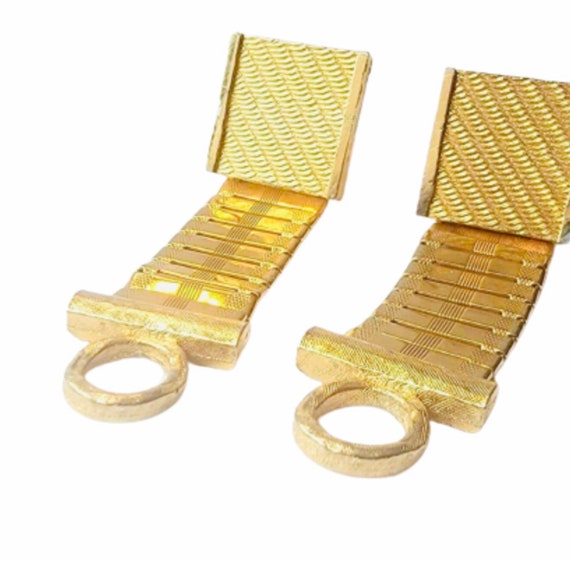 Goldtone Square Cufflinks, Retro Wrap Cufflinks, … - image 5