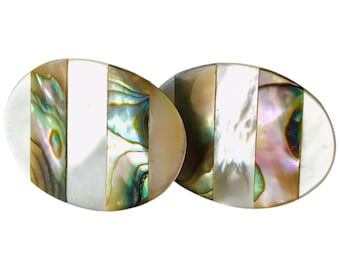 Classic Mother of Pearl Vintage Cuff Links, Mid Century Mens Fashion, Statement Cufflinks, Retro Wedding Groom Gift