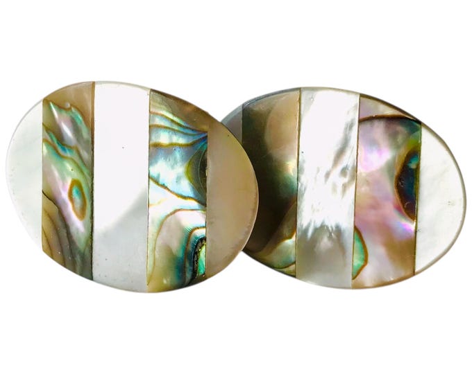 Classic Mother of Pearl Vintage Cuff Links, Mid Century Mens Fashion, Statement Cufflinks, Retro Wedding Groom Gift