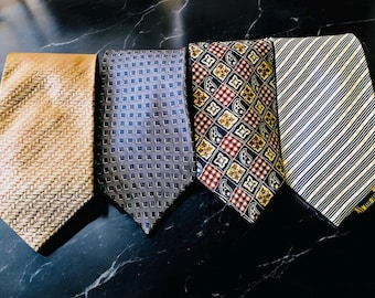 Vintage Neckties, Set of Four Retro Silk Ties, Vintage Fine Luxury Patterned Ties From: Claiborne, Nautical, Tommy Bahama, Arnoldo Bassini