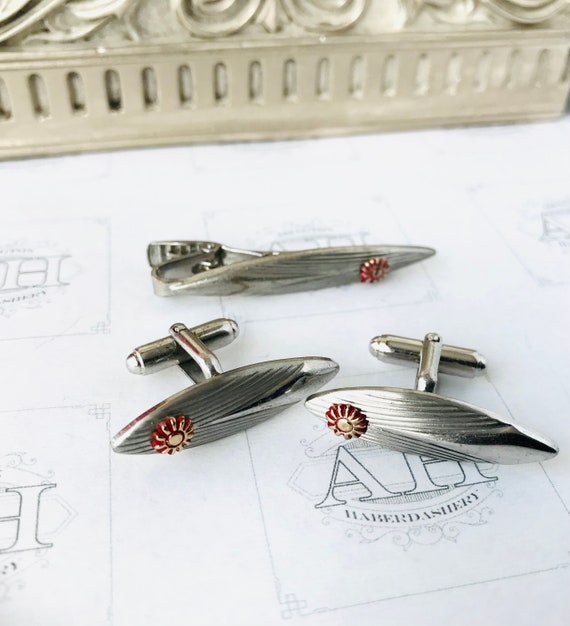 MID CENTURY Modern Minimalist Cufflink and Tie Clip S… Gem