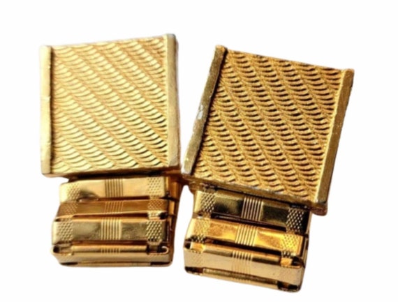 Goldtone Square Cufflinks, Retro Wrap Cufflinks, … - image 1